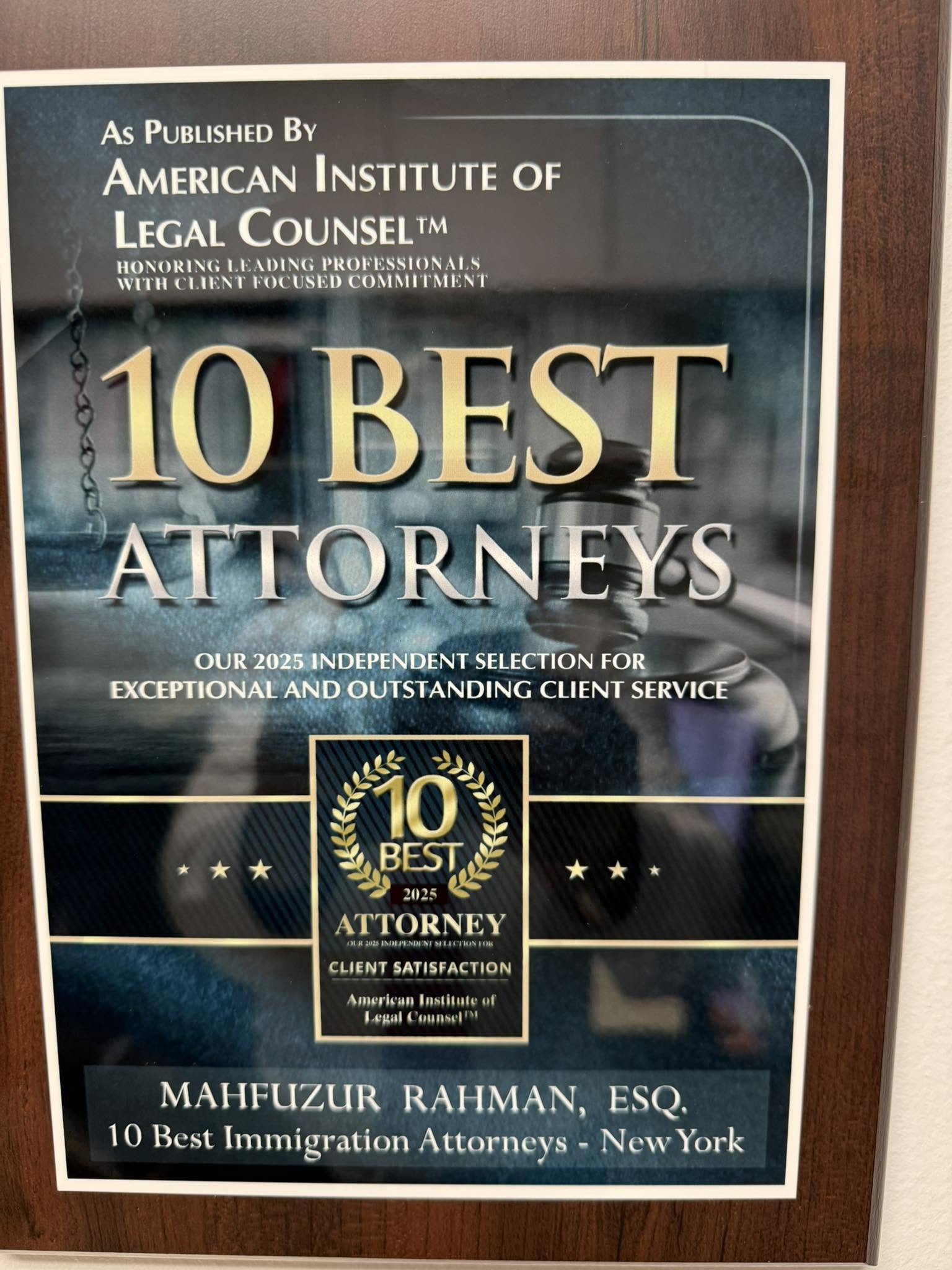 10 Best Immigration Attorneys 2025 - Mahfuzur Rahman, Esq.